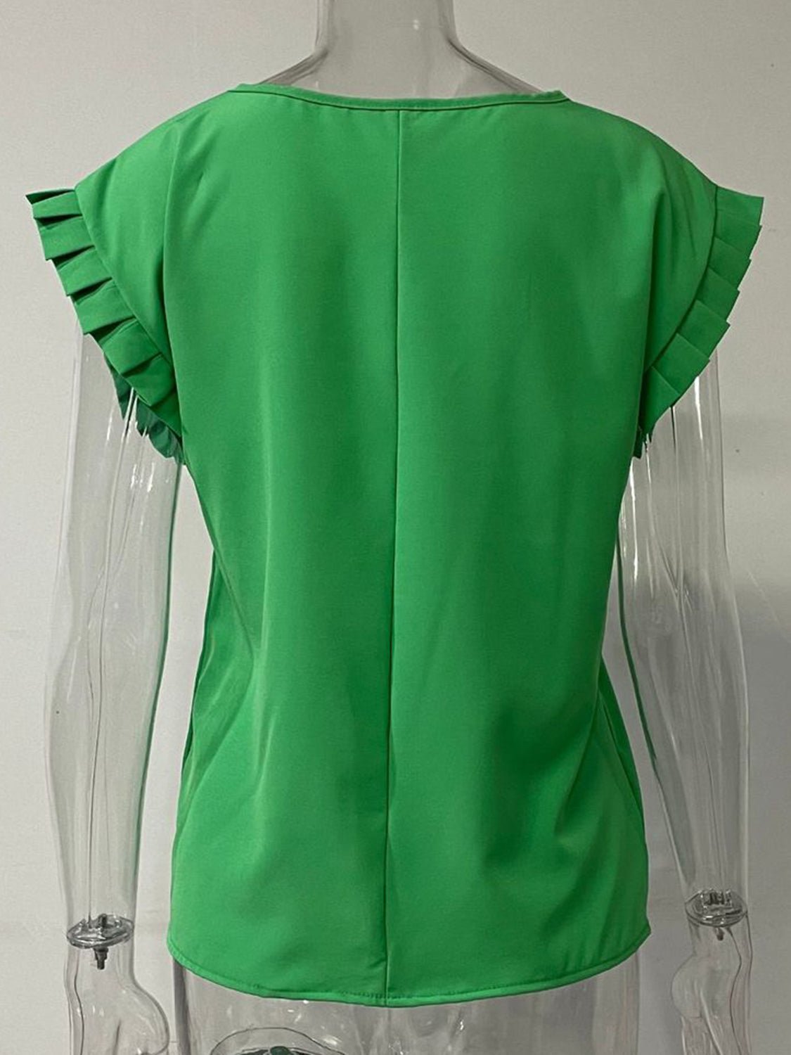 Ruffled Round Neck Cap Sleeve Blouse - Luminous Bear