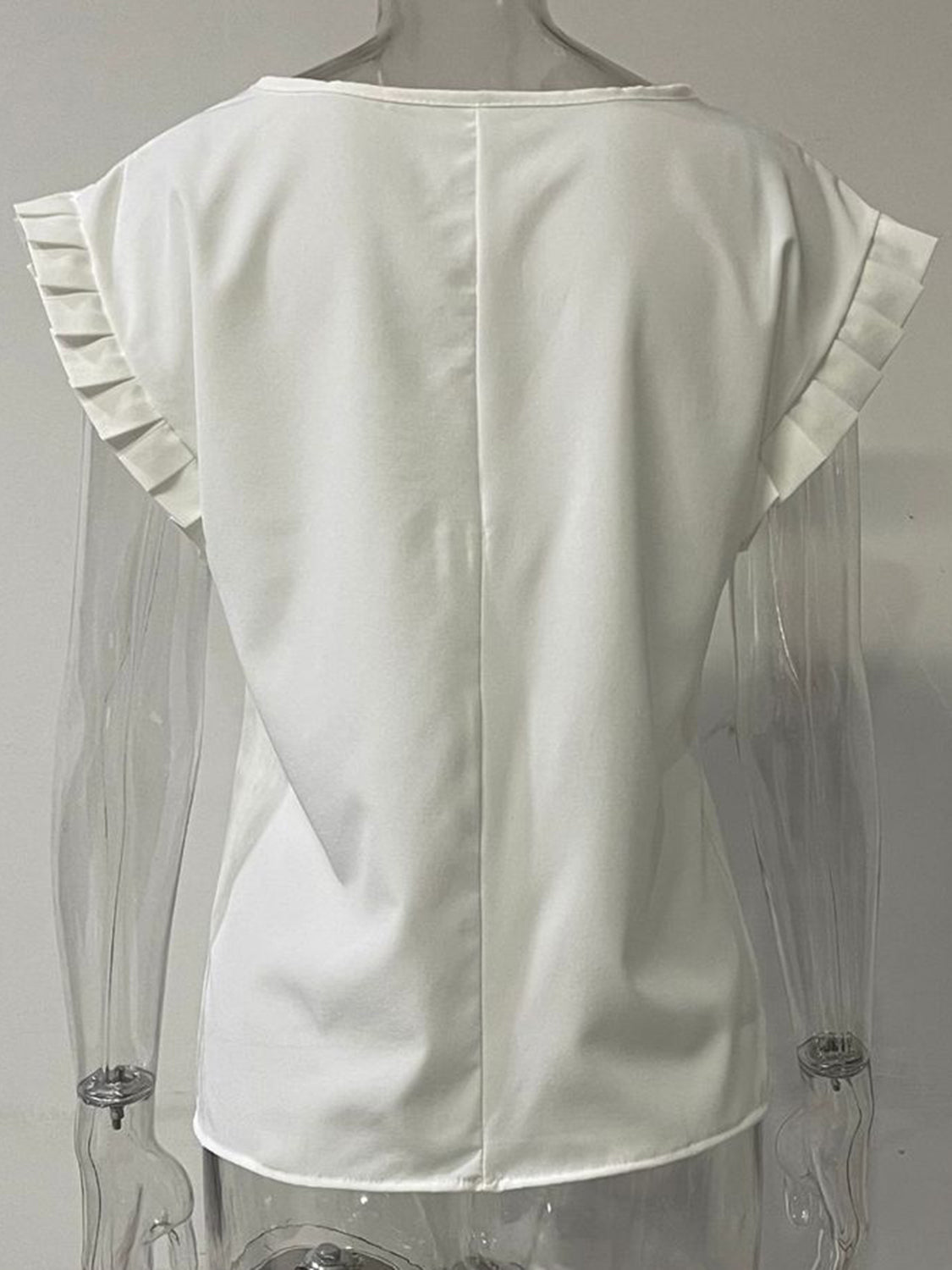 Ruffled Round Neck Cap Sleeve Blouse - Luminous Bear