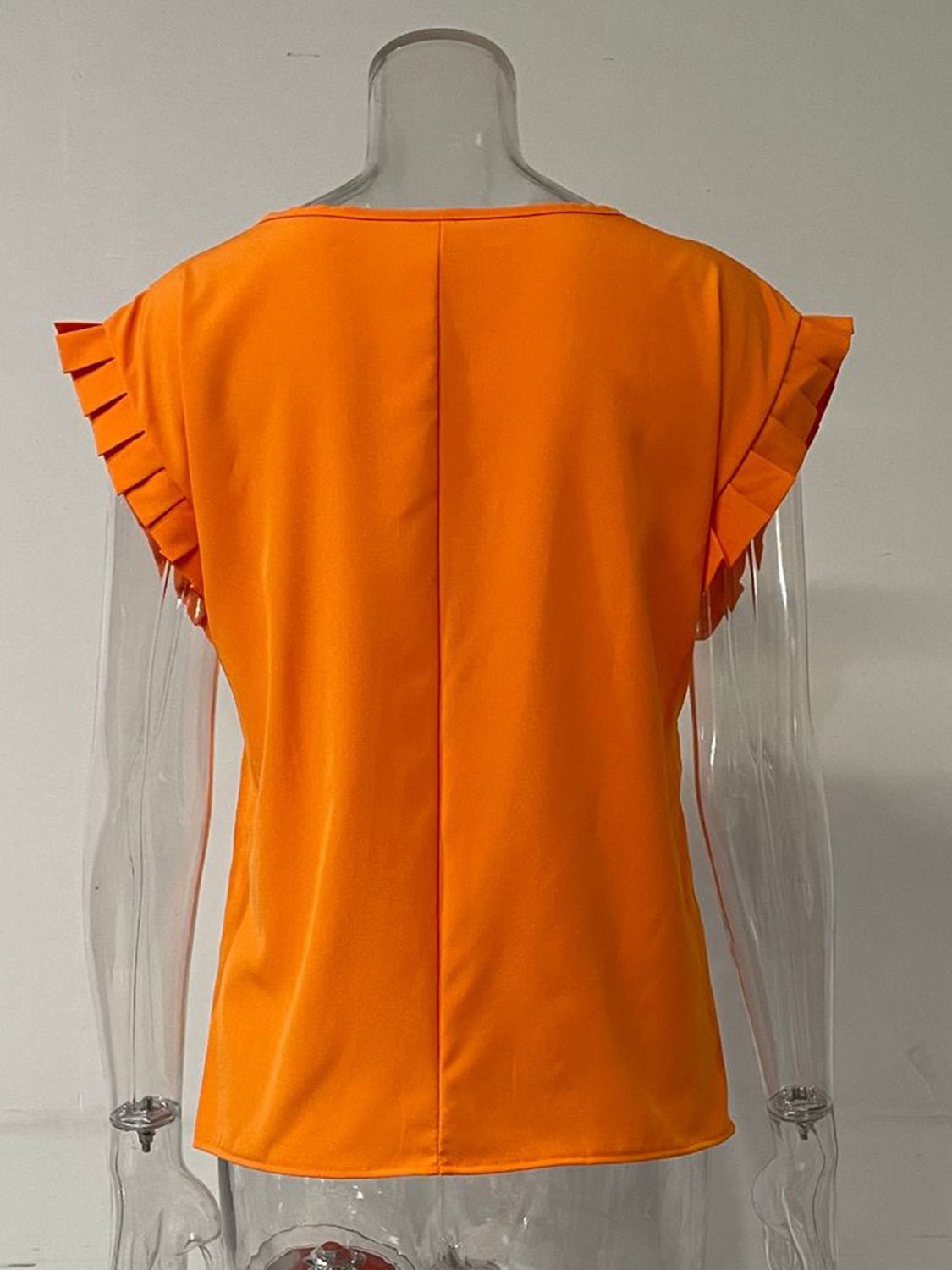 Ruffled Round Neck Cap Sleeve Blouse - Luminous Bear