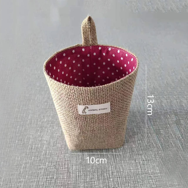 Cotton Linen Storage Basket Hanging Pocket Jute Bag - Luminous Bear Shop