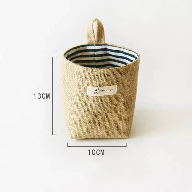 Cotton Linen Storage Basket Hanging Pocket Jute Bag - Luminous Bear Shop