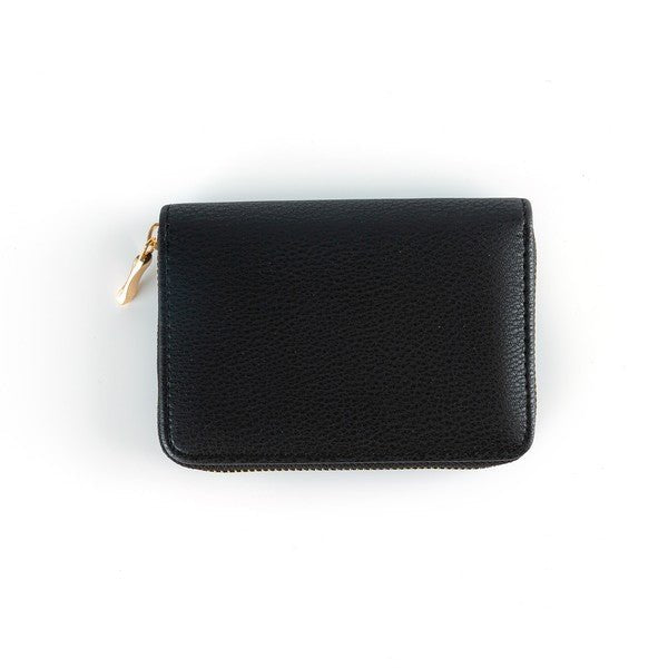 SOLID BLACK PU LEATHER MED WALLET - Luminous Bear