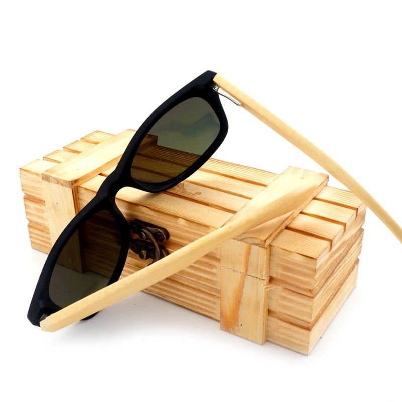 Square Vintage Sunglasses Men Women Wood - Luminous Bear