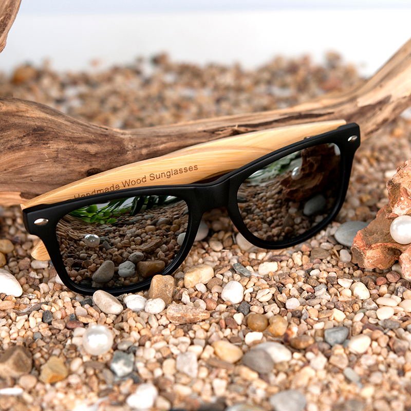 Square Vintage Sunglasses Men Women Wood - Luminous Bear