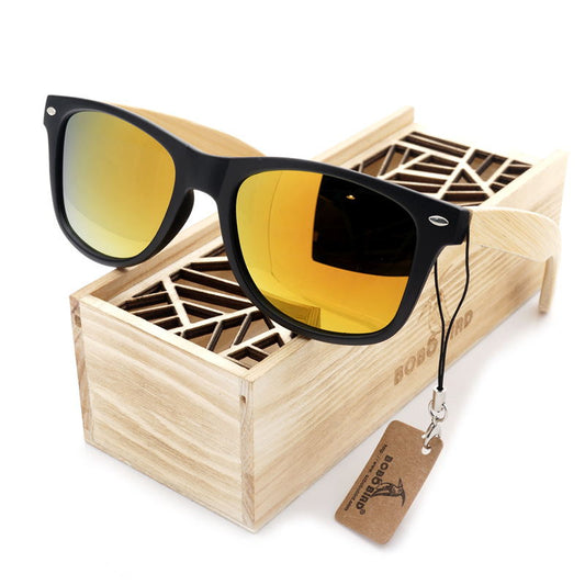 Square Vintage Sunglasses Men Women Wood - Luminous Bear