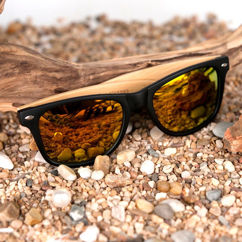 Square Vintage Sunglasses Men Women Wood - Luminous Bear