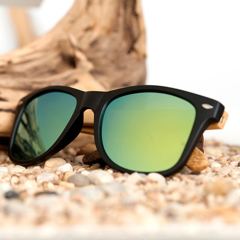 Square Vintage Sunglasses Men Women Wood - Luminous Bear