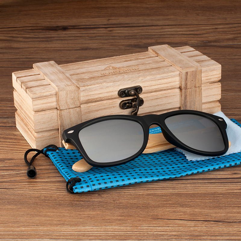 Square Vintage Sunglasses Men Women Wood - Luminous Bear