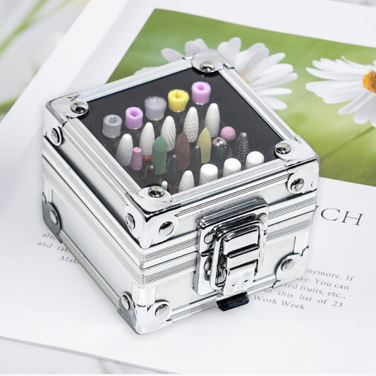 Stainless Steel Nail Polisher Storage Box Tool - Luminous Bear