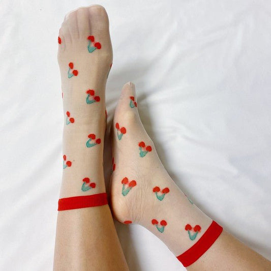 Sweet And Fruity Sheer Socks Set Of 2 Pairs - Luminous Bear