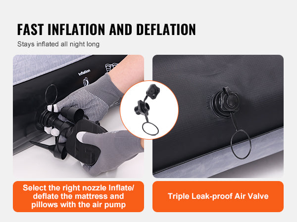 VEVOR Truck Bed Air Mattress, for 5.5-5.8 ft Full Size Short Truck Beds, Inflatable Air Mattress Camping Bed with 12V Air Pump 2 Pillows, Carry Bag, for Silverado, RAM, F Series, Sierra, Titan, Tundra