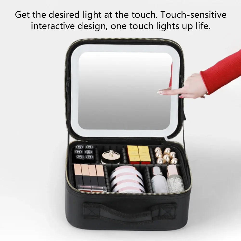 Smart LED Cosmetic Case with Mirror - Luminous Bear Shop