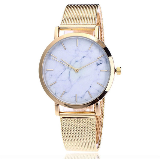 Vansvar fashion brand silver and gold mesh band creative marble wristwatch casual women quartz watches gift relogio feminino - Luminous Bear