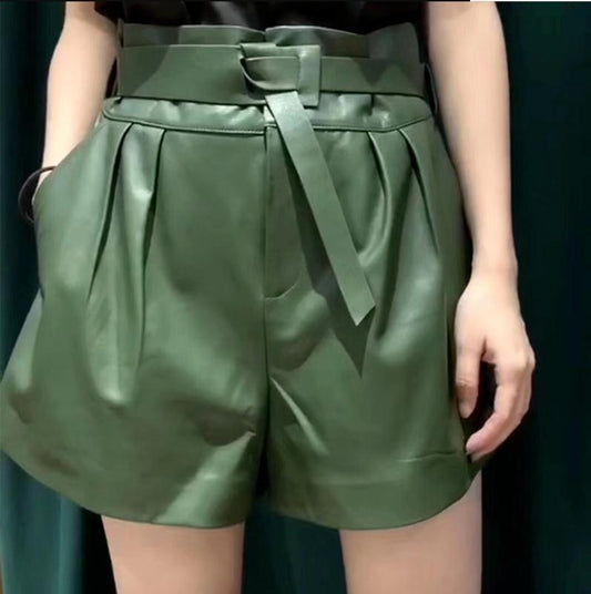 Women Harajuku Genuine Leather shorts - Luminous Bear